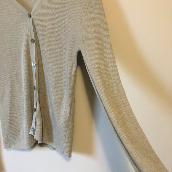 Vintage USA Made Anne Klein Silvery Button Down Cardigan + Camisole Set - Picture 8 of 16